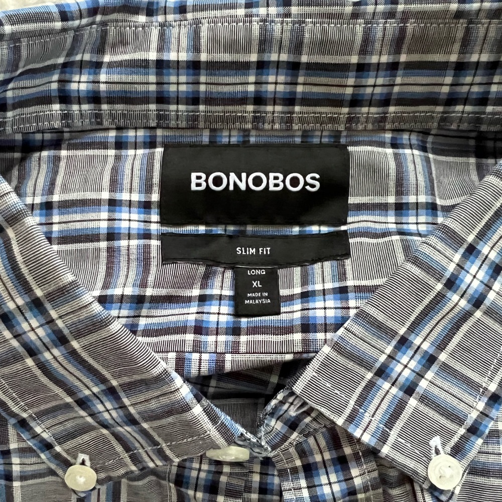 NWOT Bonobos Button Down Plaid Slim XL LONG